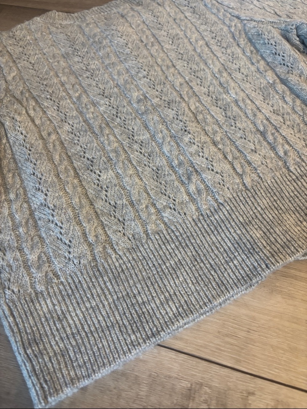 CeCe Light Gray Cable Knit Boxy Cardigan - Picture 11 of 15